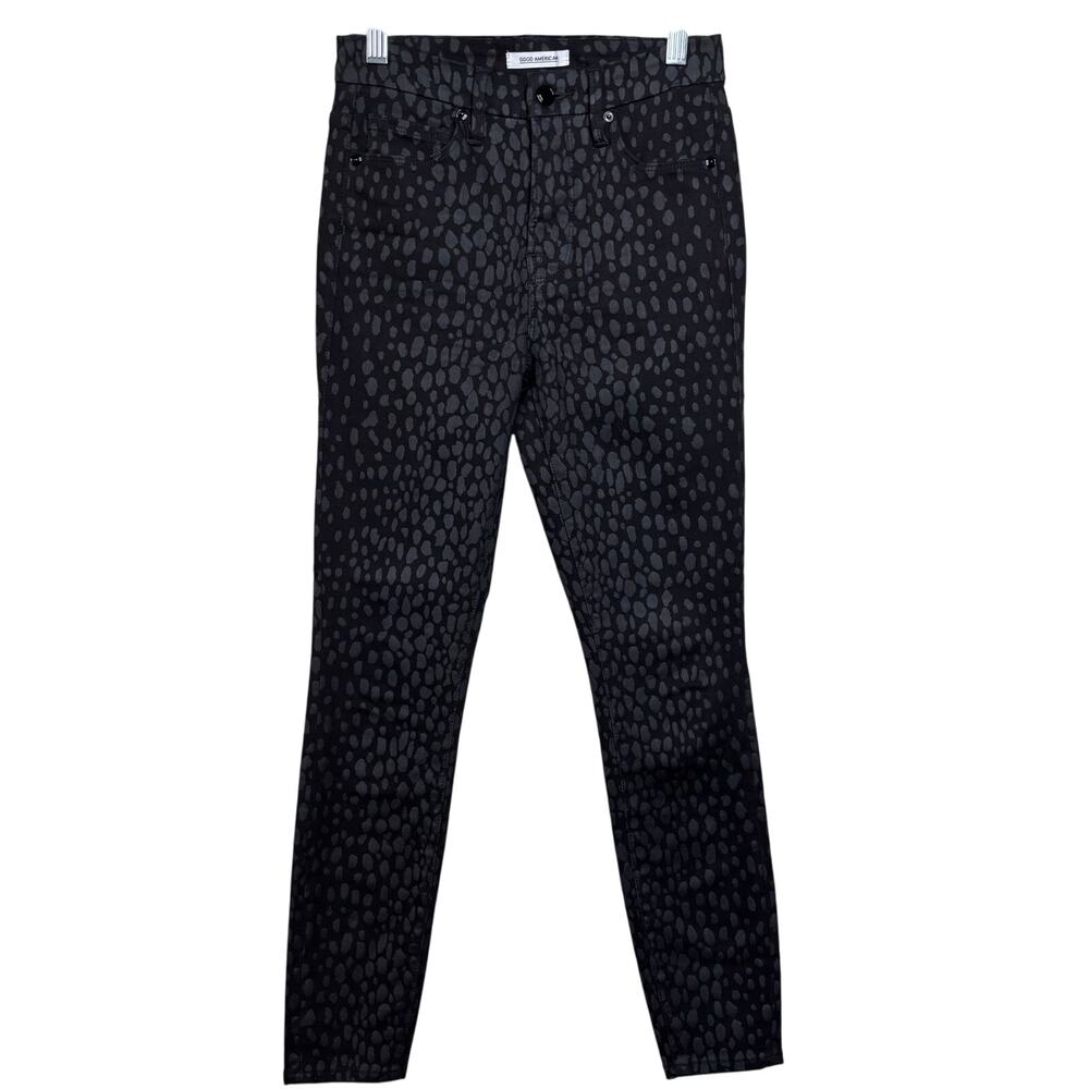 Good American Good Legs Crop Black Grey Jeans Women's Size 00/24